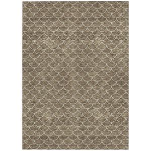 HomeRoots 5' Stylish Brown and Beige Geometric Indoor-Outdoor Area Rug for Versatile Home Decor & Comfort 8' X 10' 596174