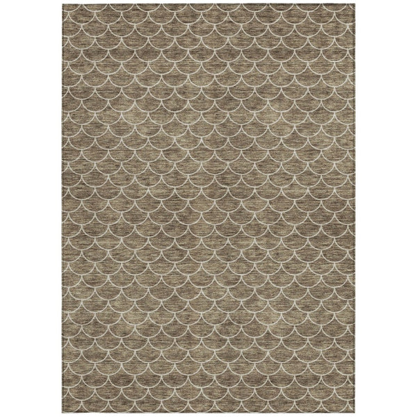 HomeRoots 5' Stylish Brown and Beige Geometric Indoor-Outdoor Area Rug for Versatile Home Decor & Comfort 8' X 10' 596174