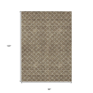 HomeRoots 5' Stylish Brown and Beige Geometric Indoor-Outdoor Area Rug for Versatile Home Decor & Comfort 8' X 10' 596174