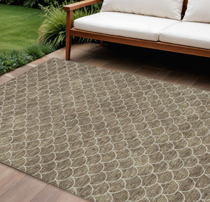 HomeRoots 5' Stylish Brown and Beige Geometric Indoor-Outdoor Area Rug for Versatile Home Decor & Comfort 8' X 10' 596174