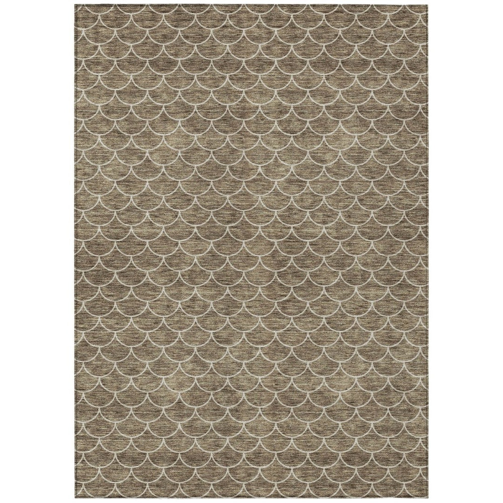 HomeRoots 5' Stylish Brown and Beige Geometric Indoor-Outdoor Area Rug for Versatile Home Decor & Comfort 8' X 10' 596174