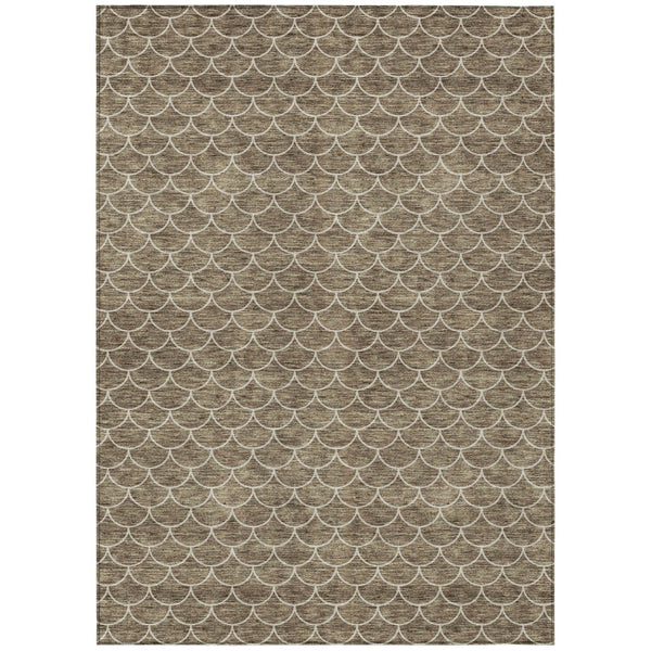 HomeRoots 5' Stylish Brown and Beige Geometric Indoor-Outdoor Area Rug for Versatile Home Decor & Comfort 8' X 10' 596174