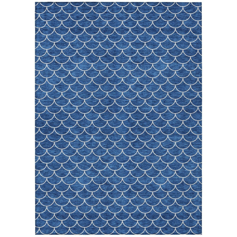 HomeRoots 5' Blue and Ivory Geometric Area Rug – Durable, Washable, Stylish for Indoor and Outdoor Spaces 5' X 8' 596178
