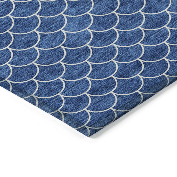 HomeRoots 5' Blue and Ivory Geometric Area Rug – Durable, Washable, Stylish for Indoor and Outdoor Spaces 5' X 8' 596178