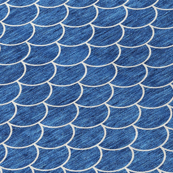 HomeRoots 5' Blue and Ivory Geometric Area Rug – Durable, Washable, Stylish for Indoor and Outdoor Spaces 8' Round 596179