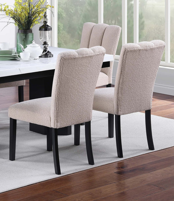 English Elm Upholstered Modern 2pc Dining Chairs with Channel Tufting, Soft Fabric Comfort & Black Wood Legs B011P368140