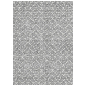 HomeRoots 5' Gray and Ivory Geometric Area Rug – Stylish, Washable, Stain-Resistant for Indoor & Outdoor Spaces 5' X 8' 596190