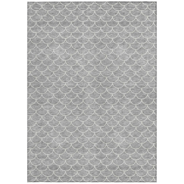 HomeRoots 5' Gray and Ivory Geometric Area Rug – Stylish, Washable, Stain-Resistant for Indoor & Outdoor Spaces 5' X 8' 596190