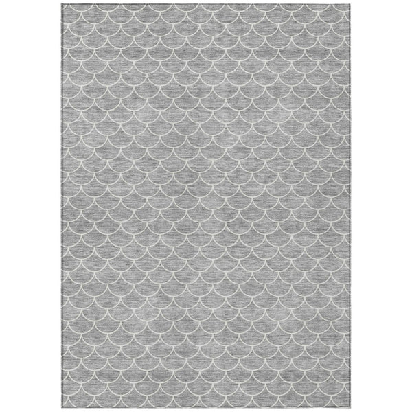 HomeRoots 5' Gray and Ivory Geometric Area Rug – Stylish, Washable, Stain-Resistant for Indoor & Outdoor Spaces 5' X 8' 596190