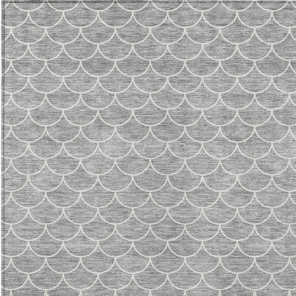 HomeRoots 5' Gray and Ivory Geometric Area Rug – Stylish, Washable, Stain-Resistant for Indoor & Outdoor Spaces 8' X 10' 596192