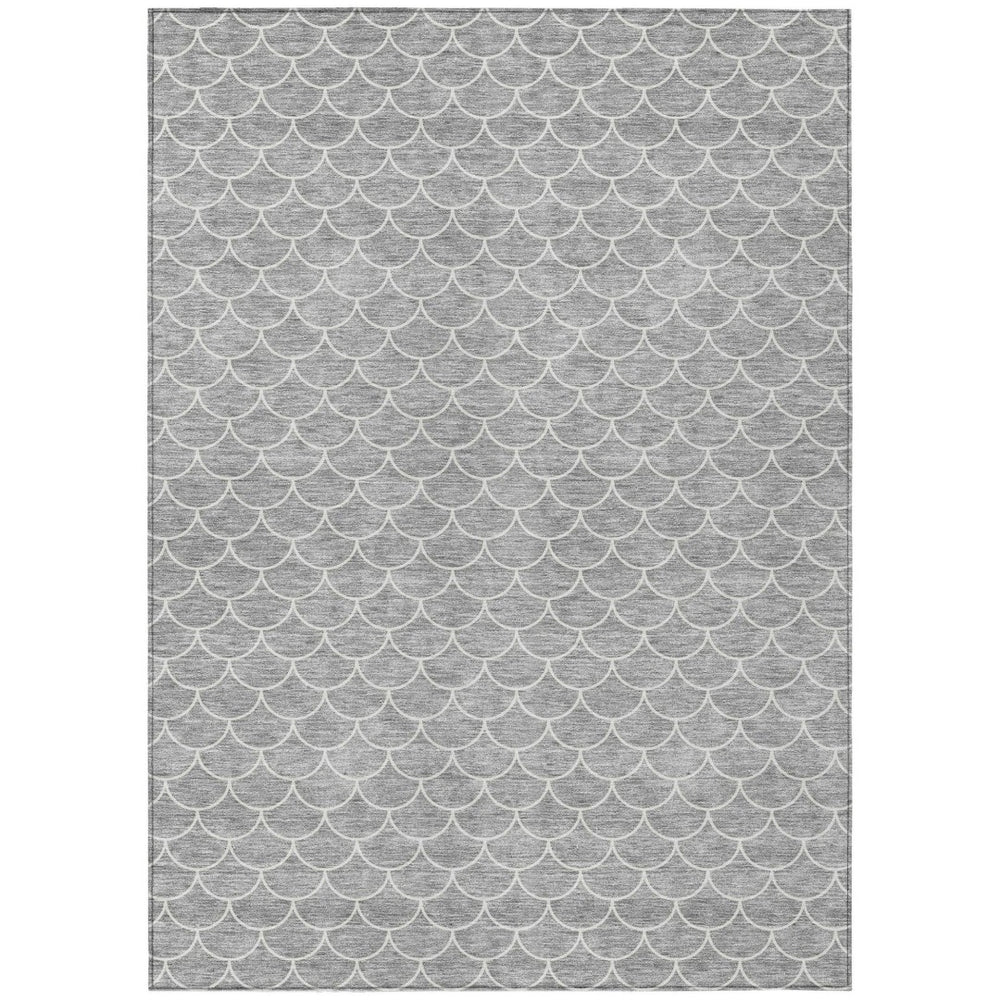 HomeRoots 5' Gray and Ivory Geometric Area Rug – Stylish, Washable, Stain-Resistant for Indoor & Outdoor Spaces 10' X 14' 596194