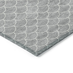 HomeRoots 5' Gray and Ivory Geometric Area Rug – Stylish, Washable, Stain-Resistant for Indoor & Outdoor Spaces 10' X 14' 596194