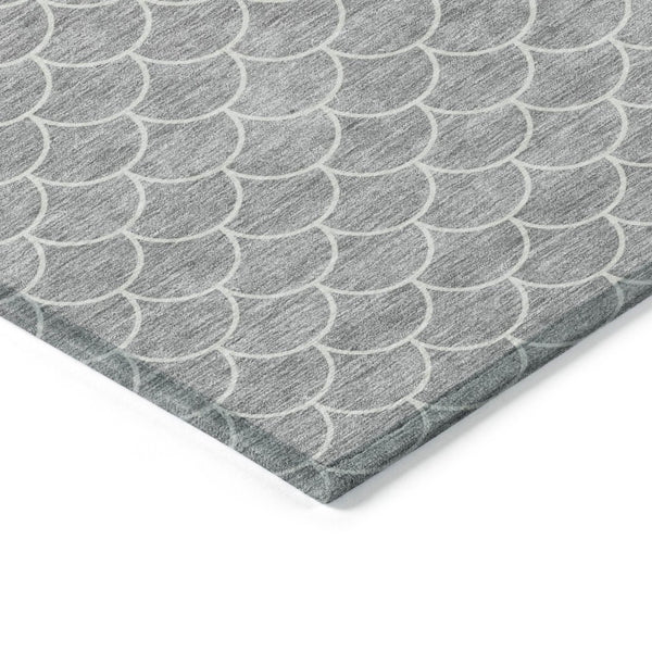 HomeRoots 5' Gray and Ivory Geometric Area Rug – Stylish, Washable, Stain-Resistant for Indoor & Outdoor Spaces 10' X 14' 596194