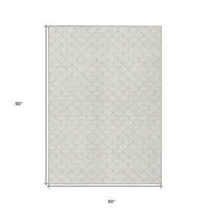 HomeRoots 5' Modern Ivory and Beige Geometric Indoor Outdoor Area Rug – Durable, Washable, Stylish & Versatile 5' X 8' 596196