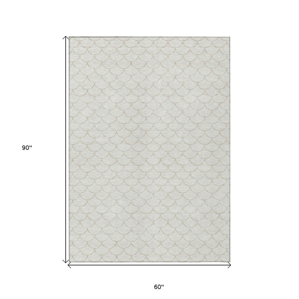 HomeRoots 5' Modern Ivory and Beige Geometric Indoor Outdoor Area Rug – Durable, Washable, Stylish & Versatile 5' X 8' 596196