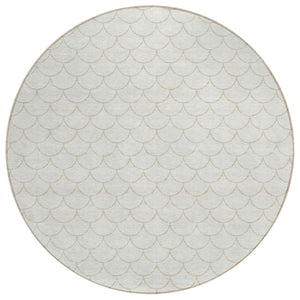 HomeRoots 5' Modern Ivory and Beige Geometric Indoor Outdoor Area Rug – Durable, Washable, Stylish & Versatile 8' Round 596197