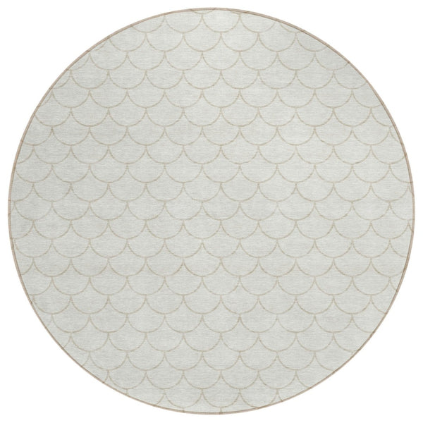 HomeRoots 5' Modern Ivory and Beige Geometric Indoor Outdoor Area Rug – Durable, Washable, Stylish & Versatile 8' Round 596197