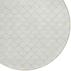 HomeRoots 5' Modern Ivory and Beige Geometric Indoor Outdoor Area Rug – Durable, Washable, Stylish & Versatile 8' Round 596197