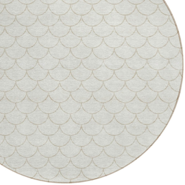HomeRoots 5' Modern Ivory and Beige Geometric Indoor Outdoor Area Rug – Durable, Washable, Stylish & Versatile 8' Round 596197
