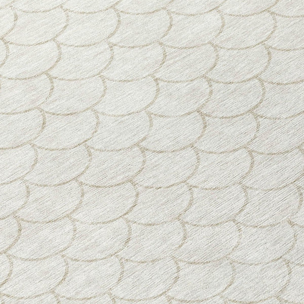 HomeRoots 5' Modern Ivory and Beige Geometric Indoor Outdoor Area Rug – Durable, Washable, Stylish & Versatile 8' Round 596197