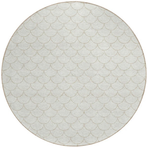 HomeRoots 5' Modern Ivory and Beige Geometric Indoor Outdoor Area Rug – Durable, Washable, Stylish & Versatile 8' Round 596197