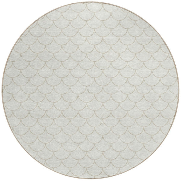 HomeRoots 5' Modern Ivory and Beige Geometric Indoor Outdoor Area Rug – Durable, Washable, Stylish & Versatile 8' Round 596197