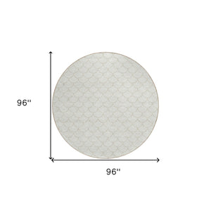 HomeRoots 5' Modern Ivory and Beige Geometric Indoor Outdoor Area Rug – Durable, Washable, Stylish & Versatile 8' Round 596197