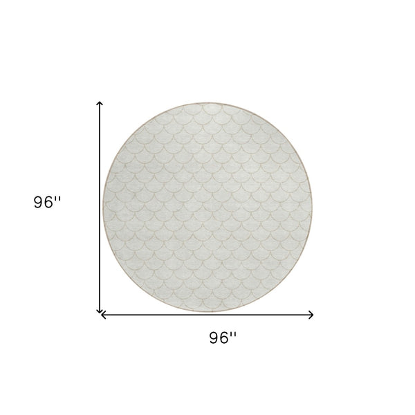 HomeRoots 5' Modern Ivory and Beige Geometric Indoor Outdoor Area Rug – Durable, Washable, Stylish & Versatile 8' Round 596197