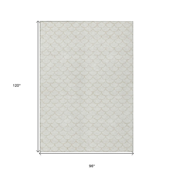 HomeRoots 5' Modern Ivory and Beige Geometric Indoor Outdoor Area Rug – Durable, Washable, Stylish & Versatile 8' X 10' 596198