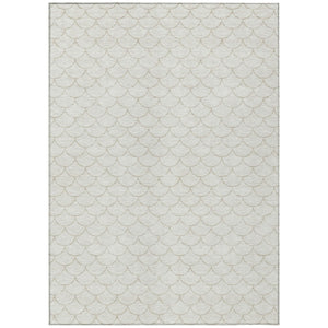 HomeRoots 9' X 12' Stylish Ivory and Beige Geometric Area Rug - Durable, Washable, Indoor/Outdoor Versatility! 596199