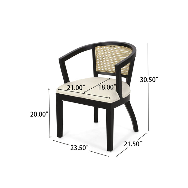 English Elm Christopher Knight Home® - Dining Arm Chair Set Of 2 - Elegant Cream Upholstered Chairs With Cane Web Back For Timeless Style N771P290371M