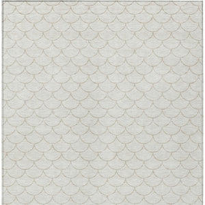 Homeroots 3' Stylish Beige And Ivory Geometric Washable Area Rug For Indoor And Outdoor Spaces, Durable Design 10' X 14' Polyester 596200