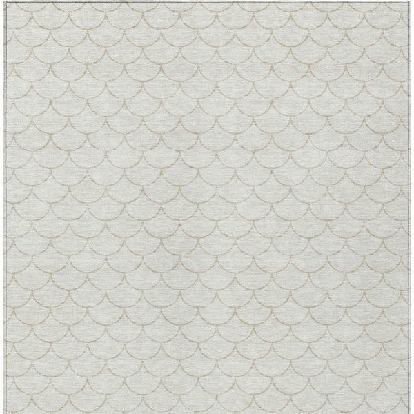Homeroots 3' Stylish Beige And Ivory Geometric Washable Area Rug For Indoor And Outdoor Spaces, Durable Design 10' X 14' Polyester 596200