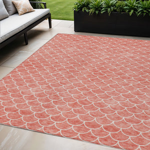 Homeroots 3' Stylish Beige And Ivory Geometric Washable Area Rug For Indoor And Outdoor Spaces, Durable Design 5' X 8' Polyester 596202