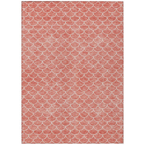 HomeRoots 5' Salmon and Ivory Geometric Area Rug - Stylish, Washable, Indoor/Outdoor Durability for Any Space 5' X 8' 596202