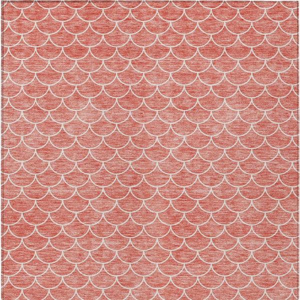 HomeRoots 5' Salmon and Ivory Geometric Area Rug - Stylish, Washable, Indoor/Outdoor Durability for Any Space 10' X 14' 596206
