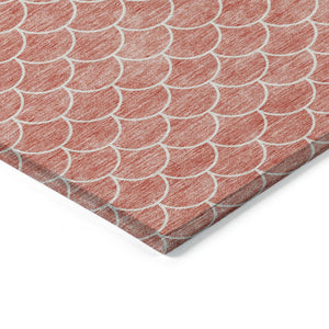 HomeRoots 5' Salmon and Ivory Geometric Area Rug - Stylish, Washable, Indoor/Outdoor Durability for Any Space 10' X 14' 596206