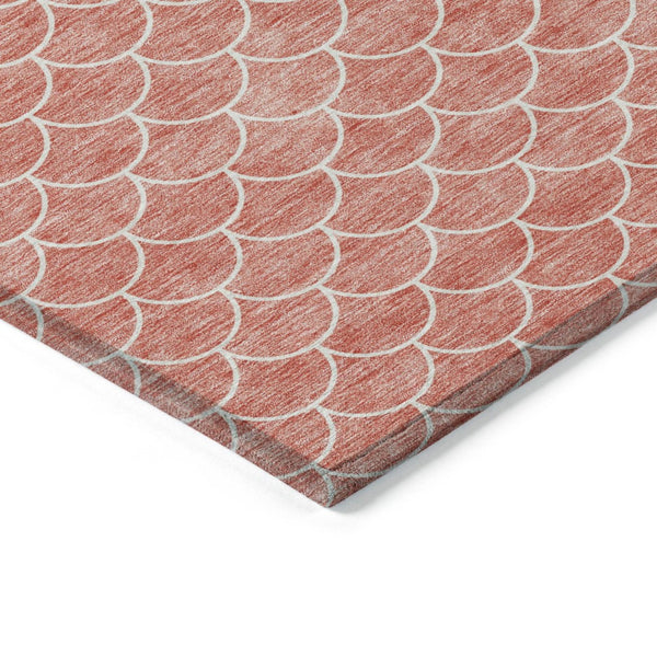 HomeRoots 5' Salmon and Ivory Geometric Area Rug - Stylish, Washable, Indoor/Outdoor Durability for Any Space 10' X 14' 596206