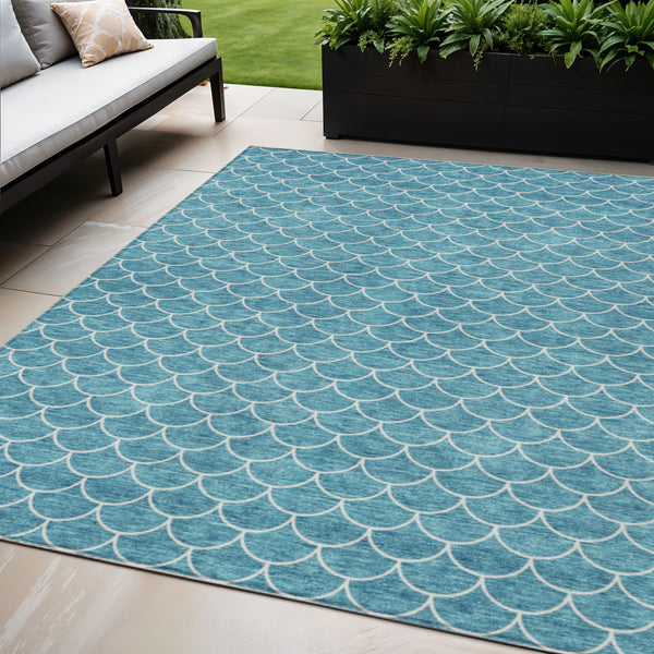 Homeroots 3' Stylish Beige And Ivory Geometric Washable Area Rug For Indoor And Outdoor Spaces, Durable Design 5' X 8' Polyester 596208