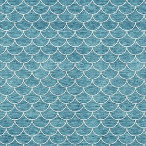 HomeRoots 5' Teal Blue and Ivory Geometric Area Rug – Stylish, Washable, Durable for Indoor and Outdoor Use 8' X 10' 596210