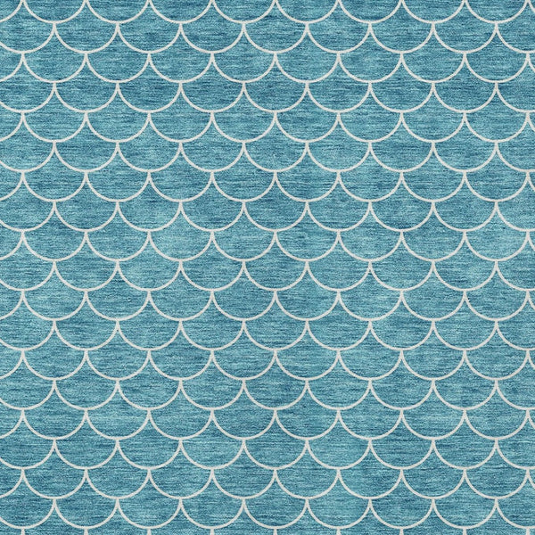 HomeRoots 5' Teal Blue and Ivory Geometric Area Rug – Stylish, Washable, Durable for Indoor and Outdoor Use 8' X 10' 596210