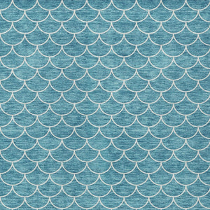 HomeRoots 9' X 12' Teal Blue Geometric Area Rug - Stylish, Washable, Indoor/Outdoor Durability for High-Traffic Spaces 596211