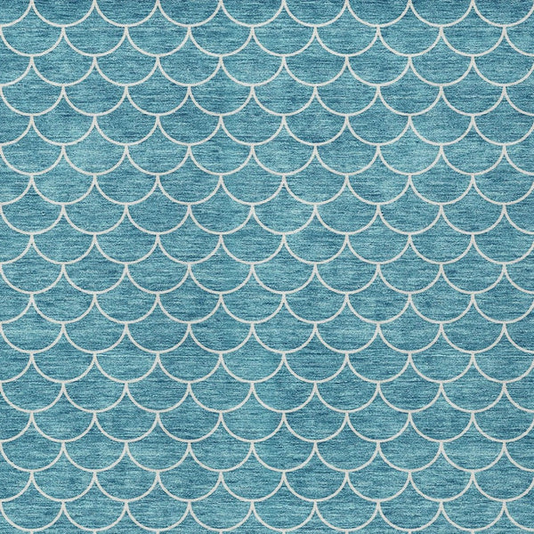 HomeRoots 9' X 12' Teal Blue Geometric Area Rug - Stylish, Washable, Indoor/Outdoor Durability for High-Traffic Spaces 596211