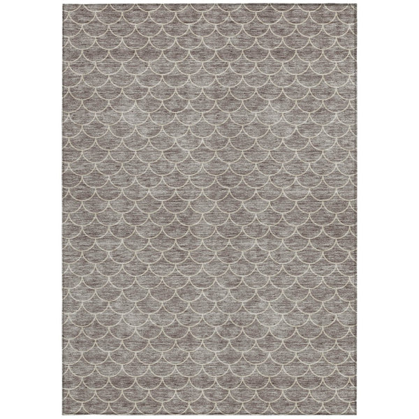 Homeroots 3' Stylish Beige And Ivory Geometric Washable Area Rug For Indoor And Outdoor Spaces, Durable Design 5' X 8' Polyester 596214