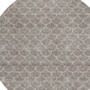 HomeRoots 5' Taupe and Beige Geometric Indoor Outdoor Area Rug - Stylish, Durable, and Washable for Any Space 8' Round 596215