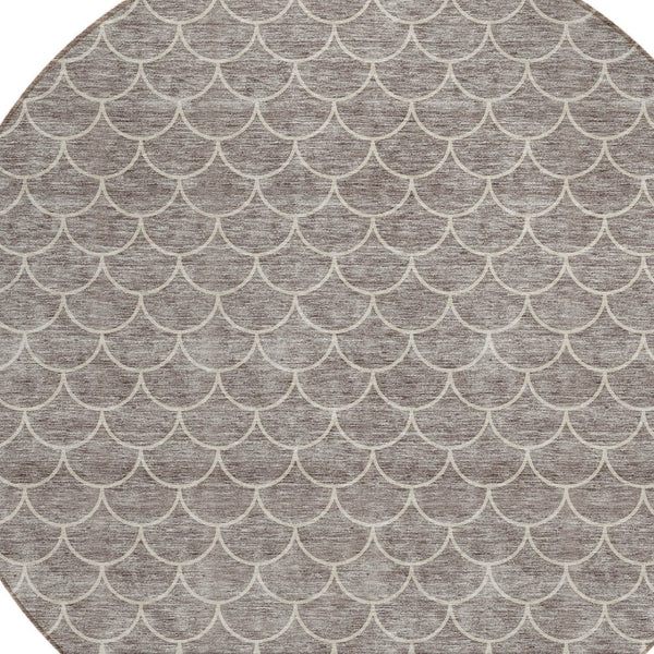 HomeRoots 5' Taupe and Beige Geometric Indoor Outdoor Area Rug - Stylish, Durable, and Washable for Any Space 8' Round 596215