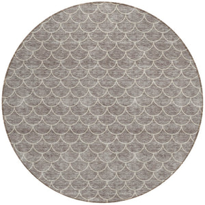 HomeRoots 5' Taupe and Beige Geometric Indoor Outdoor Area Rug - Stylish, Durable, and Washable for Any Space 8' Round 596215