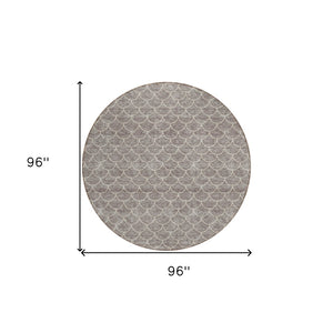 HomeRoots 5' Taupe and Beige Geometric Indoor Outdoor Area Rug - Stylish, Durable, and Washable for Any Space 8' Round 596215