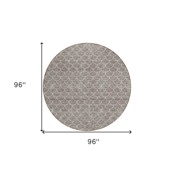HomeRoots 5' Taupe and Beige Geometric Indoor Outdoor Area Rug - Stylish, Durable, and Washable for Any Space 8' Round 596215