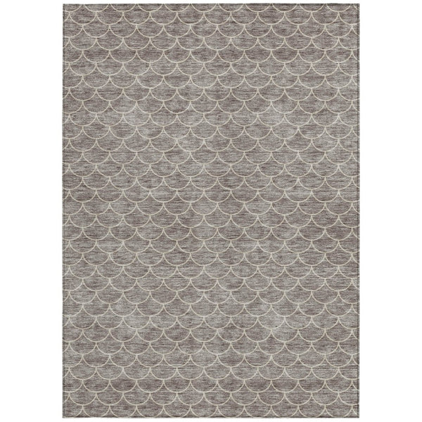 HomeRoots 5' Taupe and Beige Geometric Indoor Outdoor Area Rug - Stylish, Durable, and Washable for Any Space 8' X 10' 596216